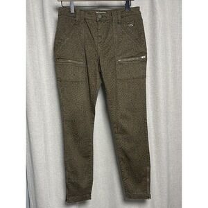 Joie Leopard Print Cargo Pants Womens 28 Brown Zip Pocket Ankle Utility Stretch